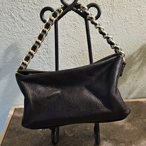 NWOT Isadora Black Leather Shoulder Bag with Chain Strap